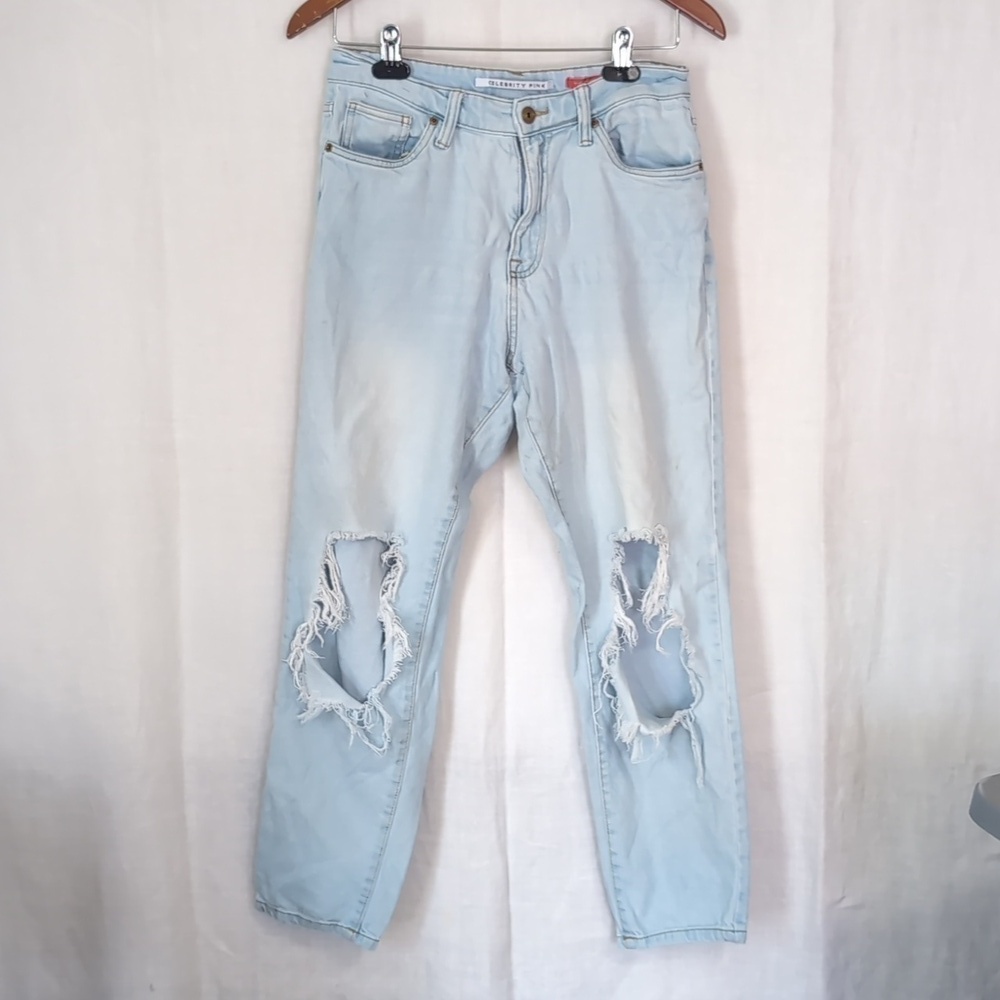 Celebrity Pink The Iconic Light wash Distressed Straight Leg Jean Size 7